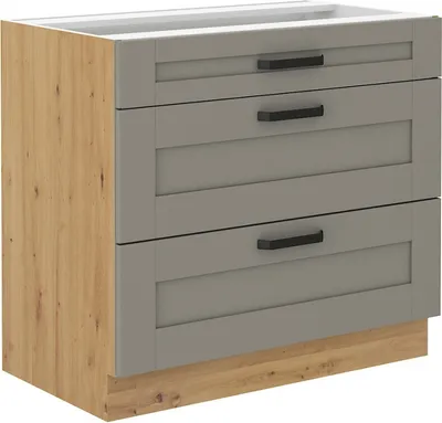 Produktbild von Unterer Schubladenschrank LAILI – Breite 80 cm, Hellgrau / Eiche Artisan