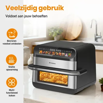 Productafbeelding van Luchtfriteuse - 10 liter - Dubbele bak - Bereiding met weinig vet - LED-display - Touchscreen kijkvenster