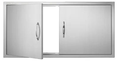 Obrázok produktu pre Prístupové dvierka na gril VEVOR, 1067 x 534 mm, dvojité dvierka do vonkajšej kuchyne, dvierka z nehrdzavejúcej ocele na zapustenie, vertikálne nástenné dvierka s držadlami, pre grilovací ostrovček, grilovaciu stanicu, vonkajšiu skrinku