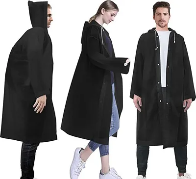 Produktbild von 3 Stück Regenponcho Wiederverwendbar Regenmantel Uni Regenbekleidung Regencape Regenjacke Raincoat für Fahrrad Wandern Camping Reisen Angeln Konzert Stadion Festival Schwarz