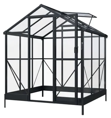 Produktbild von HOME DELUXE Gewächshaus ALBORA – Schwarz, Aluminium/Polycarbonat | inkl. Fundament, 90 % Lichtdurchlässigkeit