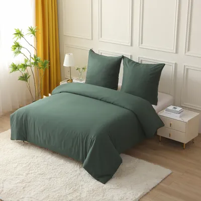Produktbild von MODFU Bettwäsche Bettwäsche-Set Bettbezug mit Kissenbezug Einfarbig Weich Premium, 1 Stück 155x220 cm mit 2 Kopfkissenbezug 80x80 cm, Dunkelgrün