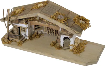 Zdjęcie produktu dla FADEDA Stajenka Jenbach / wysokość: 14 cm / ręcznie malowana / szczegółowe figurki do szopki - świąteczna dekoracja stołu - akcesoria do łóżeczka