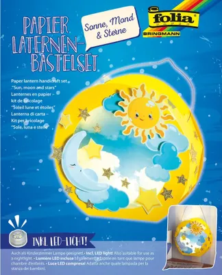 Produktbild von folia Laternen-Bastelset "SONNE MOND & STERNE" gelb
