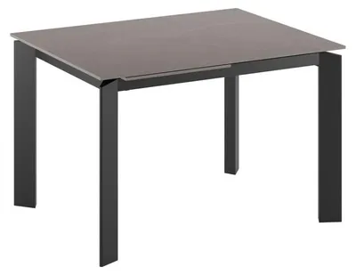 Zdjęcie produktu dla Rozkładany stół jadalny z matowym szarym marmurowym blatem ceramicznym i antracytową metalową ramą, nowoczesny design 120-170 cm
