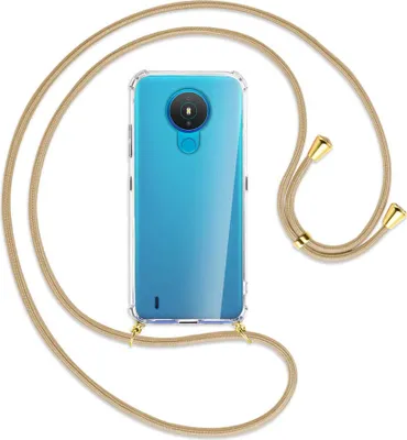 Produktbild von Handykette Backcover-Schutzhülle mit Band (Metall goldfarben) für Nokia 1.4 - caramel