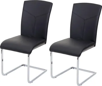 Obrázok produktu pre sada 2 stoličiek do jedálne HWC-F36, konzolová kuchynská stolička, konferenčná stolička ~ Imitácia kože, čierna