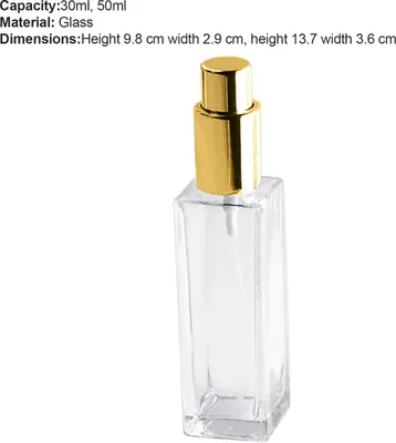 Produktbild von 30/50 ml tragbare, nachfüllbare, leere Sprühflasche aus klarem Glas mit Parfümzerstäuber-Golden ,Größen:30ML