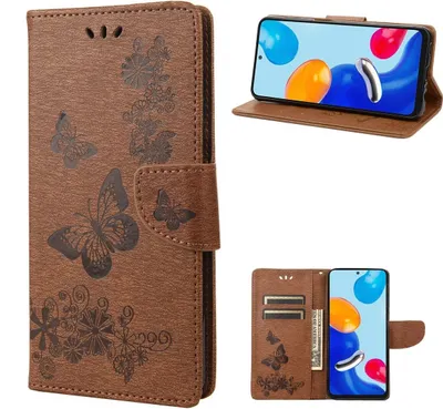 Produktbild von König Design Hülle kompatibel mit Xiaomi Redmi Note 11 / Note 11S Global Kunstleder Handyhülle - Handy Case Braun