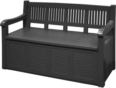 Image de Banc De Jardin Avec Tiroir De Rangement 280l Couleur: Gris Foncé 130x60x85cm Modèle: Salzburg