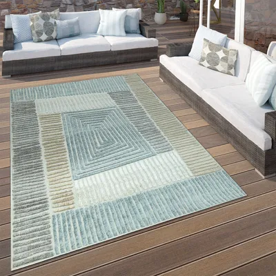 Produktbild von In- & Outdoor Terrassen Teppich Geometrisches Design Pastell Braun Beige Grau Grösse 160x230 cm