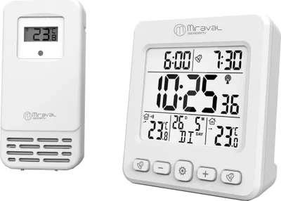 Produktbild von LCD Funk-Wetterstation mit Außensensor Wecker Funkuhr Kalender Datum 2 Alarme - 4-MV5832-1