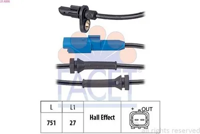 Produktbild von FACET ABS Sensor Raddrehzahl passend für PEUGEOT 2008 Kombi (CU) 21.0205
