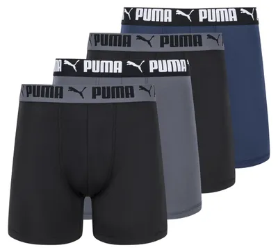 Obrázek produktu pro Puma pánské boxerky s elastickou tkaninou, 4 kusy v balení, retro styl, barvy: modrá/černá/šedá, velikost L