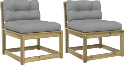 Produktbild von vidaXL Gartensofas mit Kissen 2 Stk. Kiefernholz Imprägniert