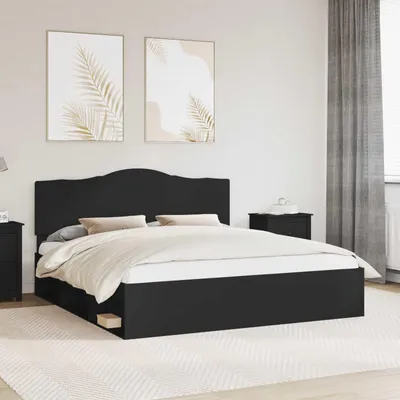 Produktbild von Maison Exclusive - Bettrahmen Schwarz 200 x 200 cm Massives Kiefernholz