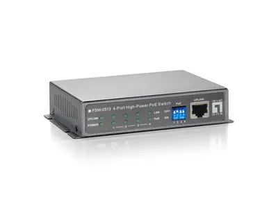 Produktbild von LevelOne 5-Port-Fast Ethernet-PoE-Switch, 4 PoE-Ausgängen, 120W, Fast Ethernet (10/100), Vollduplex, Power over Ethernet (PoE)