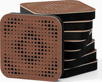 Obrázek produktu pro balení 8 kusů - Mini akustický panel s difuzním tlumením zvuku | 23 x 23 cm | Barva: (ořech, ELYSIUM)