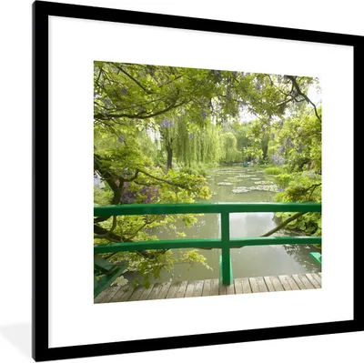 Produktbild von MuchoWow® Gerahmtes Poster Blick auf das Wasser von der japanischen Brücke im Garten von Monet in Giverny, Frankreich 40x40 cm - Poster mit Schwarzem Bilderrahmen Wandposter Rahmen Foto Bilder - Poster - Plakat im Rahmen