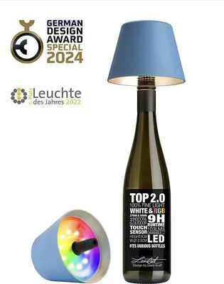 Produktbild von Sompex TOP 2.0 Akku RGBW LED-Flaschenleuchte Blau