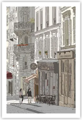 Produktbild von Poster - Poster ohne Rahmen - Architektur Zeichnen Montmartre - 61x91,5 cm - Wand Bild - Wanddeko - Wandbilder - Kunstposter - Wandposter - Bilder - Kunstdruck - Wandbild - P2XPA61x91-4141
