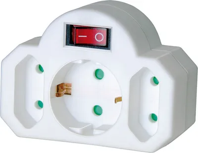 Produktbild von Mehrfachsteckdose Steckdosenadapter 3-fach mit Schalter 2 x Euro 1 x Schutz weiß