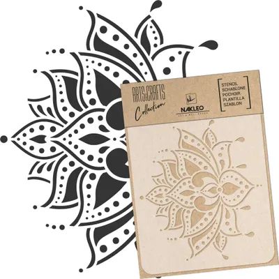 Produktbild von Malschablone für Handwerk A4 21x30cm, Indische Lotusblume Pflanze Muster, Wiederverwendbare Kunststoff DIY & Scrapbooking Zeichenschablone