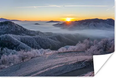 Produktbild von MuchoWow® Poster Winter - Berge - Sonne - Abend 120x80 cm - Bilder
