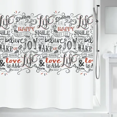 Produktbild von Spirella Anti-Schimmel Duschvorhang - Anti-Bakteriell, waschbar, wasserdicht, Polyester, „Lovejoy“ 180x200cm Weiß