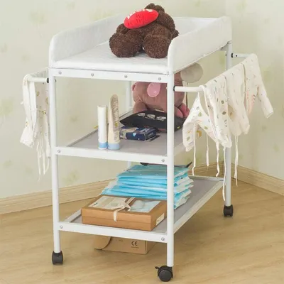 Image de Tablette à langer pour bébé - Mobile et pliable - Réglable en hauteur - Blanche