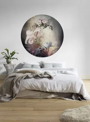 Zdjęcie produktu dla Komar tapeta flizelinowa okrągła i samoprzylepna "Flamandzkie kwiaty" - rozmiar: 125 x 125 cm (szerokość x wysokość) - 1 sztuka