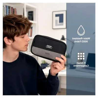 Produktbild von Große Federmappe für Jungen mit 11 Fächern – Robuste Federtasche für Schüler und Studenten, Wasserabweisendes Mäppchen mit Stiftehaltern und Netzfächern (Schwarz)