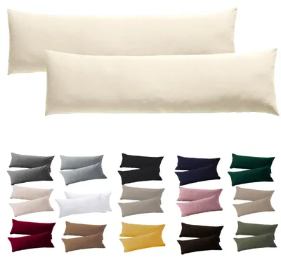 Produktbild von Kissenbezug für Seitenschläfer, 40 x 145 cm – 2er-Set cremefarbene Kissenbezüge mit Reißverschluss. 100 % Mikrofaser, strapazierfähig und hypoallergen.