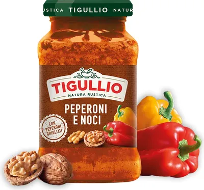Produktbild von 12x Star Tigullio Pesto Peperoni e Noci Paprika und Walnüsse Kochsauce - Pastasauce 185g