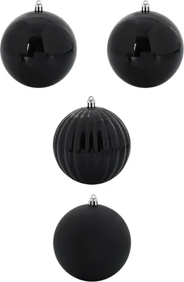 Image de vidaXL Set de boules de Noël XXL 4 pcs noir plastique