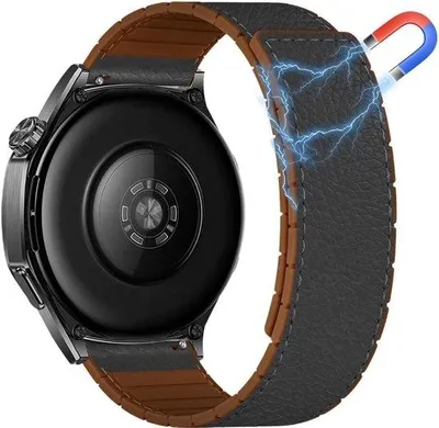 Productafbeelding van Horlogeband 20 mm 22 mm - Leer en Silicone - Magnetische Sluiting - Stijlvolle vervangband
