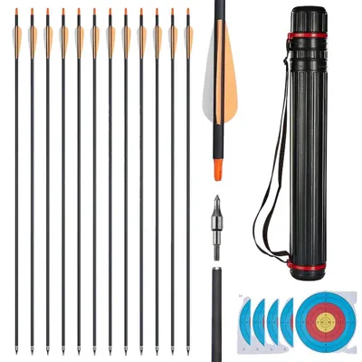 Productafbeelding van Gemengde carbonpijlen, duurzame constructie, complete boogset, oranje set