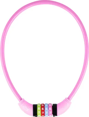 Produktbild von VINZ Baker Zahlenschloss 65 cm | Kinder Fahrradschloss 12 mm dick | Kabelschloss für Kinderfahrräder | Kombinationsschloss für Jungen und Mädchen | Rosa