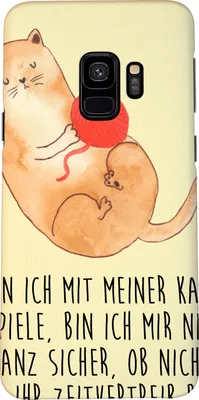Produktbild von Mr. & Mrs. Panda Samsung Galaxy S9 Handyhülle Katze Wolle - Gelb Pastell - Geschenk, Haha, Spielen, Cats, Smartphone Hülle, Cover, Wollknäuel, Handy Schutzhülle