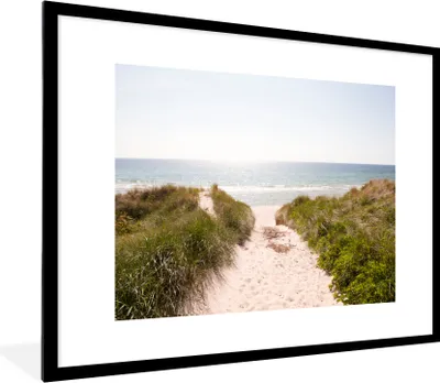 Produktbild von MuchoWow® MuchoWow® Gerahmtes Poster Meer - Strand - Grün 80x60 cm - Poster mit zchwarzem Bilderrahmen - Schlafzimmer-Dekorationen - Fotoposter
