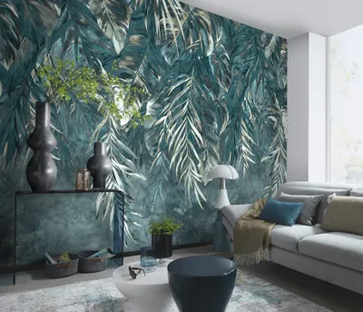 Produktbild von NEWROOM Tapete Turaya Blue Blau Vliestapete - Modern Dschungel Palmen Germany