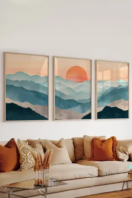 Productafbeelding van Wallity, 3Dartsohoset132, Decoratief schilderij in lijst (3 delen), Meerdere kleuren, 100% massief hout, 33 x 48 x 2 cm