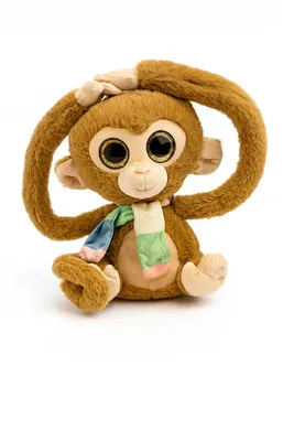 Produktbild von Plüschtier Affe 30 cm braun mit Klettverschluss an den Händen – Hängendes Kuscheltier, Stofftier