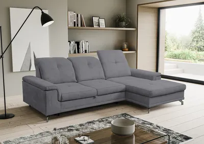 Image de VENASI PANAMA droite Canapé d'angle avec fonction sommeil et coffre de lit Canapé d'angle en L Canapé-lit GRIS FONCE