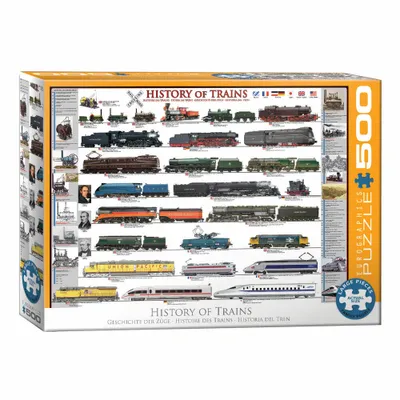 Zdjęcie produktu dla Eurographics Puzzle Historia pociągów, Kolej, 500 elementów, 68 x 48 cm, 6500-0251