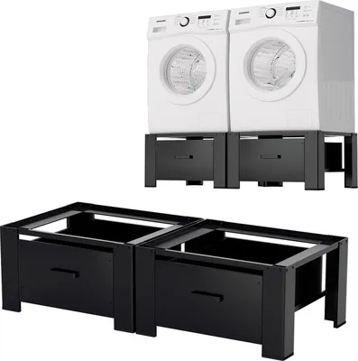 Immagine prodotto di Hengda 2x Base per lavatrice con cassetto Nero Base per lavatrice Zoccolo per lavatrice 62,5x54,5x32,5 cm