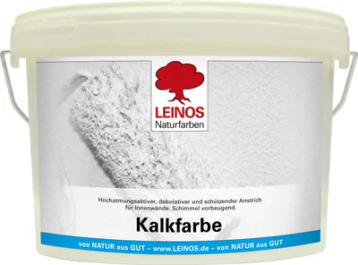 Produktbild von LEINOS Kalkfarbe 665 – Hochatmungsaktive Wandfarbe für Innen | Naturweiß, matt & mineralisch | Lösemittelfrei, schimmelvorbeugend, abtönbar | 2,5 L für ca. 16 m² | für mineralische Untergründe