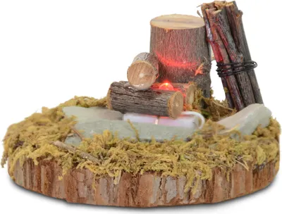 Produktbild von Riffelmacher Krippenzubehör Holz-Lagerfeuer an Baumstamm LED 7,5 cm
