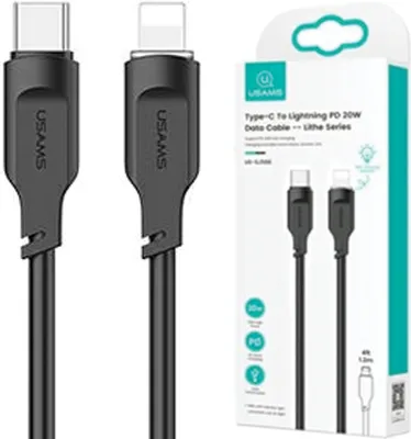 Produktbild von USAMS USB-C-auf-Lightning-Kabel 1,2 m, Schnellladung, Schwarz