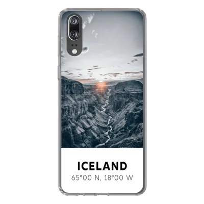 Produktbild von MuchoWow® Handyhülle Schutzhülle Hülle für Huawei P20 Island - Sonne - Berge Silikon Softcase Handy Hülle - Hardcover